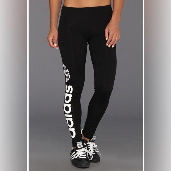 adidas Pants - Adidas originals trefoil linear leggings black white large NWT
